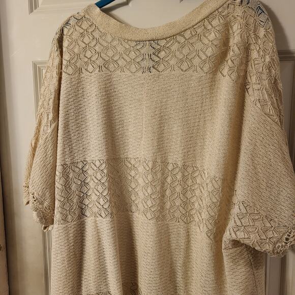 Catherines Tan & Gold Metallic Open Front Cardigan Sweater Size 2x 22/24 - Picture 7 of 16